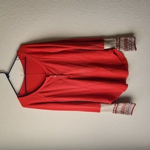 Free People Orange Thermal Long Sleeve
